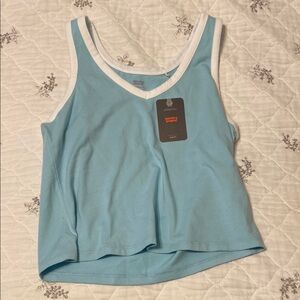 Levi's Women's Light Blue Tank Top with White Trim